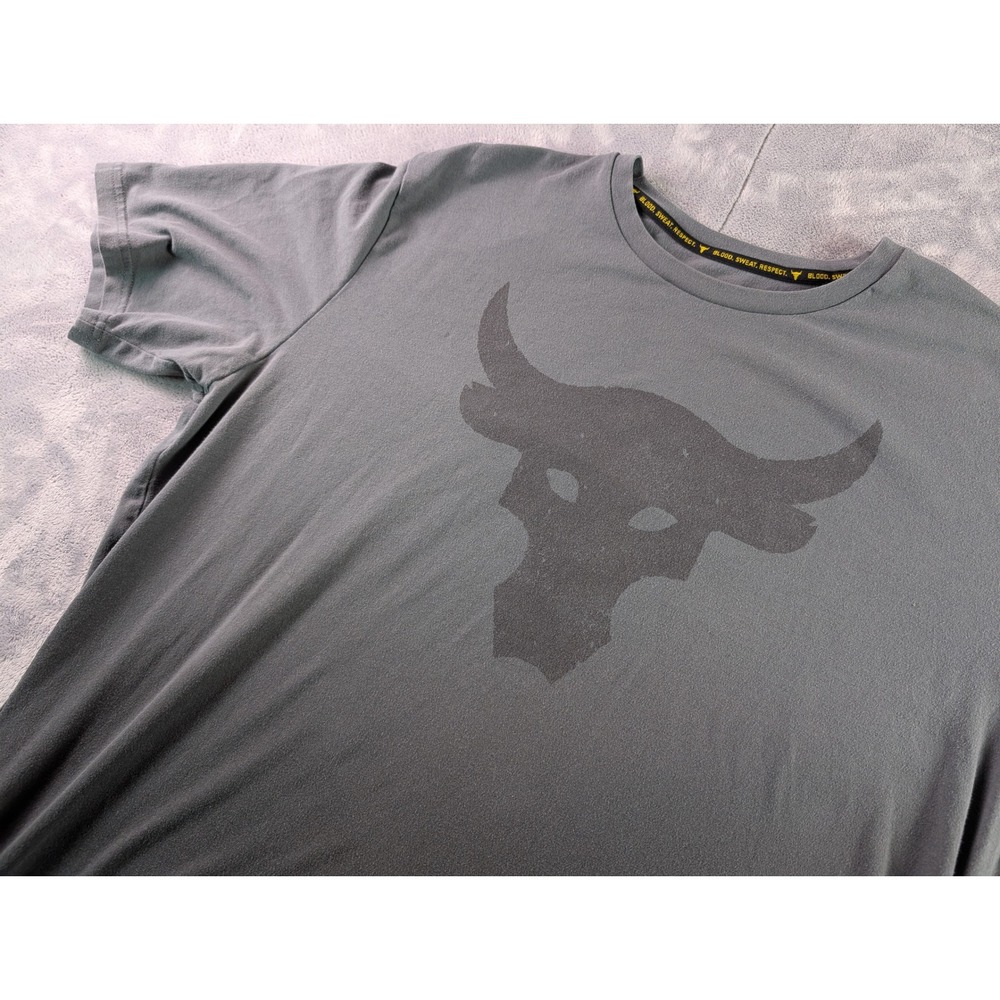 Under Armour Project Rock Brahma Bull Ombre T-Shirt Mens Large Grey HeatGear
